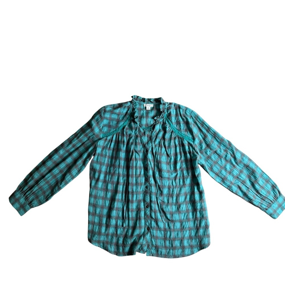 Sundance‎ Heather Highland Relaxed Fit Soft Button Front Blouse Top Size Medium - Picture 9 of 13